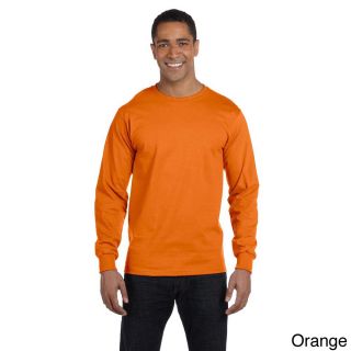 Hanes Hanes Mens Beefy t 6.1 ounce Cotton Long Sleeve Shirt Orange Size 3XL