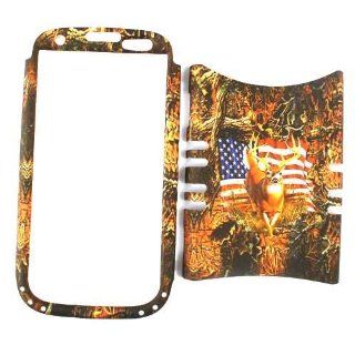Cell Armor I747 RSNAP WFL038 Rocker Snap On Case for Samsung Galaxy S3 I747   Retail Packaging   Hunter Series with Deer and USA Flag Cell Phones & Accessories