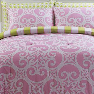 Victoria Classics Kennedy Reversible 8 piece Queen size Bed In A Bag With Sheet Set Pink Size Queen
