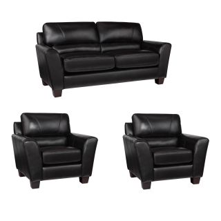 Excalibur Espresso Italian Leather Sofa And Two Chairs