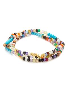 Set Of 3 Turquoise & Multicolor CZ Stretch Bracelets by Mary Louise Designs