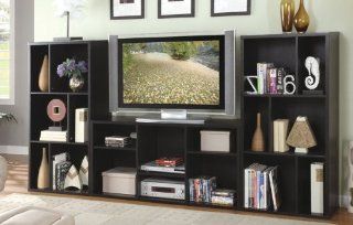 Entertainment Center Functional Shelf in Black Finish   Television Stands