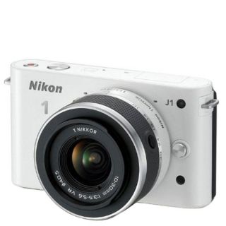 Nikon 1 J1 Compact System Camera with 10 30mm Lens Kit   White (10.1MP) 3 Inch LCD Refurbished      Electronics