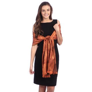 Selection Privee Paris Womens Asia Brown Orange Paisley Silk Wrap