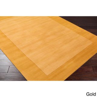 Surya Carpet, Inc Hand Loomed Obert Solid Bordered Tone on tone Wool Area Rug (9 X 13) Gold Size 9 x 13