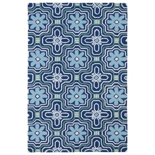 Indoor/ Outdoor Luau Blue Tile Rug (86 X 116)