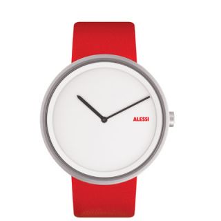 Alessi Out Time Leather Watch AL1300 Color Red and White