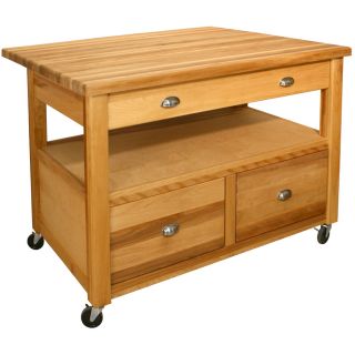 Catskill Craftsmen 48 in L x 36 in W x 35.5 in H Yellow Kitchen Island with Casters