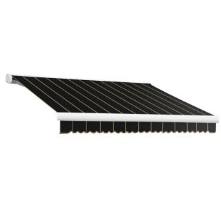 Awntech 24 ft Wide x 10 ft Projection Black Pin Striped Slope Patio Retractable Manual Awning