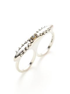 Sterling Silver & Moonstone Sea Urchin Two Finger Ring by Elizabeth and James