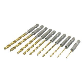 10 in 1 Straight Shank HSS 1.5mm to 5mm Twist Drill Bits Set Brass Tone   Long Length Drill Bits  