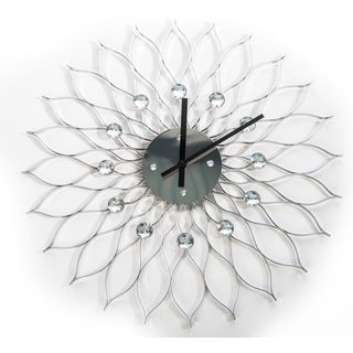 24 inch Silver Metal Sunflower Clock