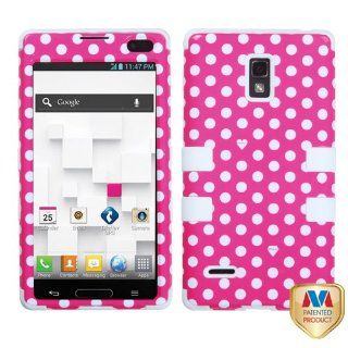 MyBat LGP769HPCTUFFIM009NP Rugged Hybrid TUFF Case for LG Optimus L9/Optimus 4G   Retail Packaging   Dots   Pink/White Cell Phones & Accessories