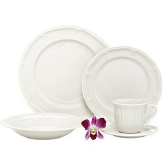 Melange Nouveau Classic Fine White Porcelain Dinnerware Set
