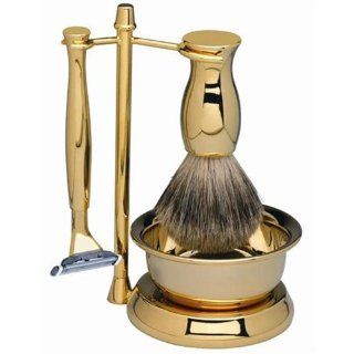 Luxury Gold Plated Best Badger Shaving Set. Made by Erbe in Solingen, Germany  Beauty