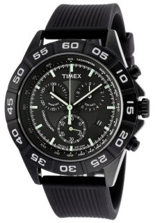 Timex T2N886  Watches,Mens Chronograph Black Dial Black Silicone, Chronograph Timex Quartz Watches