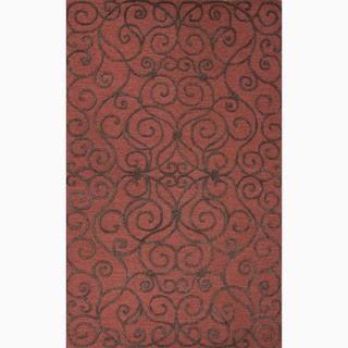Hand made Arts And Craft Pattern Red/ Brown Wool/ Art Silk Rug (2x3)