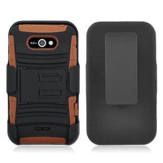 [E]for Lg Motion 4g Ms770 Brown Armor, w/ Black Belt Clip & Black Stand Cell Phones & Accessories
