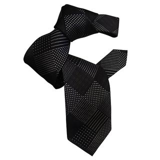 Dmitry Mens Black Checker Patterned Italian Silk Tie