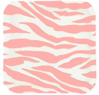 Pastel Pink and White Zebra Stripe 9" Square Plates Toys & Games