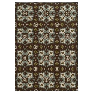 Style Haven Loop Pile Casual Floral Brown/ Blue Nylon Rug (710 X 10) Blue Size 8 x 10