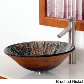 Elite Hand Painted Art Bell shaped Tempered Glass Bathroom Vessel Sink/ Faucet Combo 13102659bn