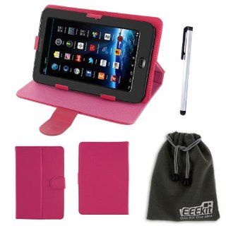 EEEKit for Universal 7 inch Tablet Bundle, Universal Stand Case for 7 inch Tablet(Hot Pink) + Slim Stylus Pen + EEEKit Velvet Accessory Pouch(6.5''x4'') Computers & Accessories