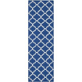 Safavieh Hand woven Moroccan Dhurries Dark Blue Wool Rug (26 X 8)