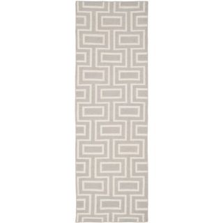 Safavieh Handwoven Geometric Moroccan Dhurrie Gray/ Ivory Wool Rug (26 X 6)