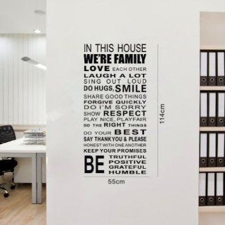 Wall Sticker We Are Family in the House Wall Decal Inspirational Quote Art Home Decal Decor DIY Vinyl Lettering Saying Wall Sticker Mural Decal Art, Large  