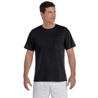 Hanes Mens Black 50/50 Comfortblend Ecosmart Pocket Undershirts (pack Of 9)