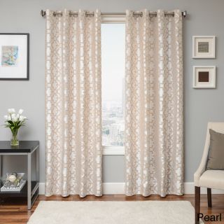 Softline Home Fashions Peyton Tile Woven Jacquard Grommet Top Curtain Panel Pearl Size 55 x 84