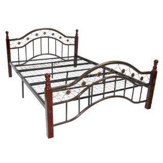 Home Source Industries 3000 Decorative Full Metal Bed with Sturdy Wooden Posts Home & Kitchen