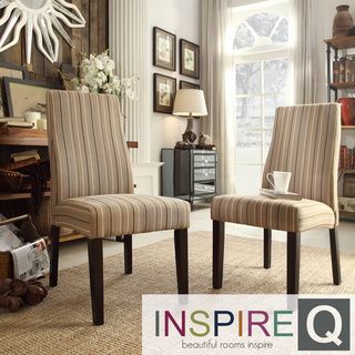 Inspire Q Marcey Mocha Brown Stripe Wave Back Dining Chair (set Of 2)