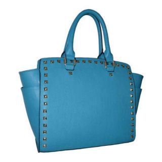 Womens Blingalicious Leatherette Handbag With Studs Q2026 Blue