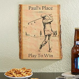 Personalized Vintage Golfer Wall Plaque   Basswood Sign
