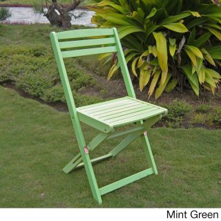 International Caravan Acacia Hardwood Sky Blue, Mint Green, Bard Red Folding Chairs (set Of 2) Green Size 2 Piece Sets