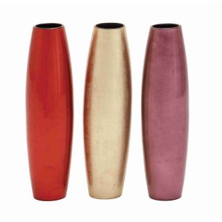 Wood Glossy Lacquer Vases (set Of 3)