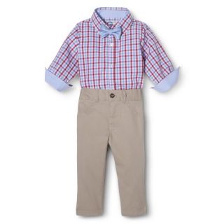 G Cutee Newborn Boys 3 Piece Shirtzie, Pant and Bow Tie   Red Hot 3 6 M