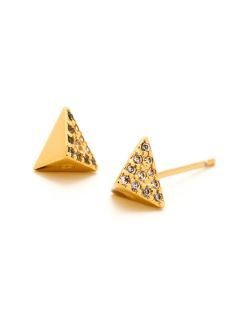 Gold & White CZ Pyramid Stud Earrings by Gorjana