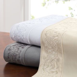 Embroidered Cotton 400 Thread Count Sateen Sheet Set