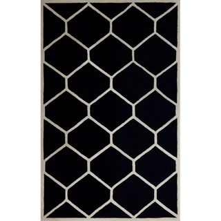 Safavieh Handmade Contemporary Moroccan Cambridge Black/ Ivory Wool Rug (9 X 12)