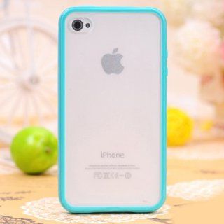 Easygoby Turquoise /Stylish TPU Hybrid Sleek Dual Tone Frame Rim Frosted Matte Clear Back Phone Case /Cover /Skin /HardShell /Shell For Apple iphone 4/ 4S/ 4G Cell Phones & Accessories
