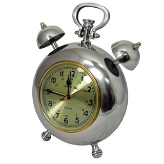Ships Time 12.5 inch Polished Nickel Metal Table Clock