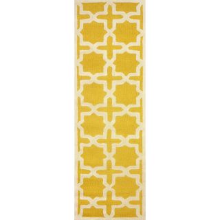 Nuloom Handmade Marrakesh Trellis Yellow Wool Runner Rug (26 X 8)