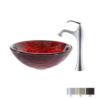 Kraus Nix Glass Vessel Sink And Ventus Faucet