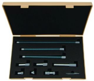 Mitutoyo 137 218 Tubular Vernier Inside Micrometer, Extension Rod Type, Carbide Tipped Face, 2 20" Range, 0.001" Graduation, +/ 6.00052" Accuracy, 6 pcs Extension Rods