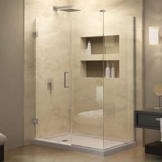 Dreamline Unidoor Plus 30.375   34.375 In. D X 54.5 In. W Frameless Hinged Shower Enclosure, Clear Glass