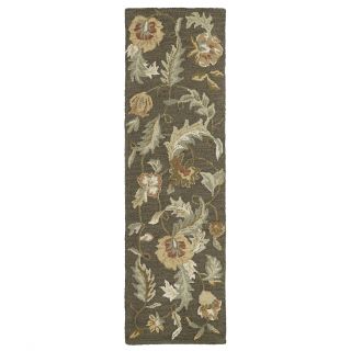 Hand tufted Lawrence Mocha Floral Wool Rug (23 X 76)