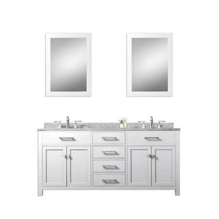Water Creation Madison Solid White Double Sink Bathroom Vanity With Two Matching Framed Mirrors White Size Double Vanities